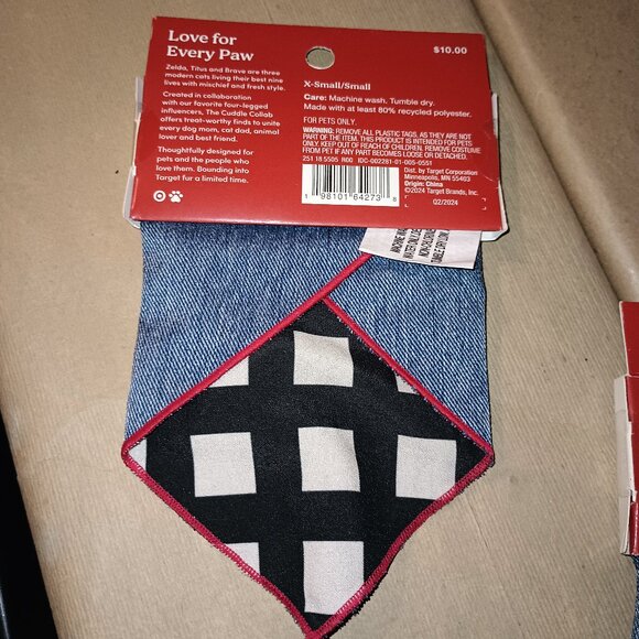 NEW Cat Social Club" Blue Twill Reversible Cat Bandana - The Cuddle Collab - Picture 4 of 5